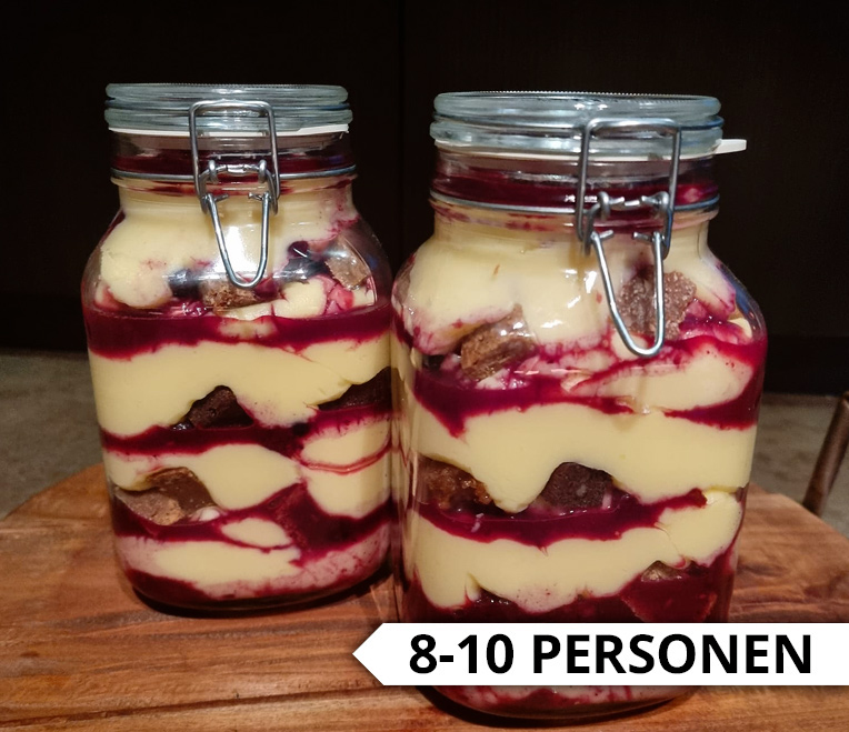 Afbeelding van Trifle met roodfruit in weckpot (2 ltr.)